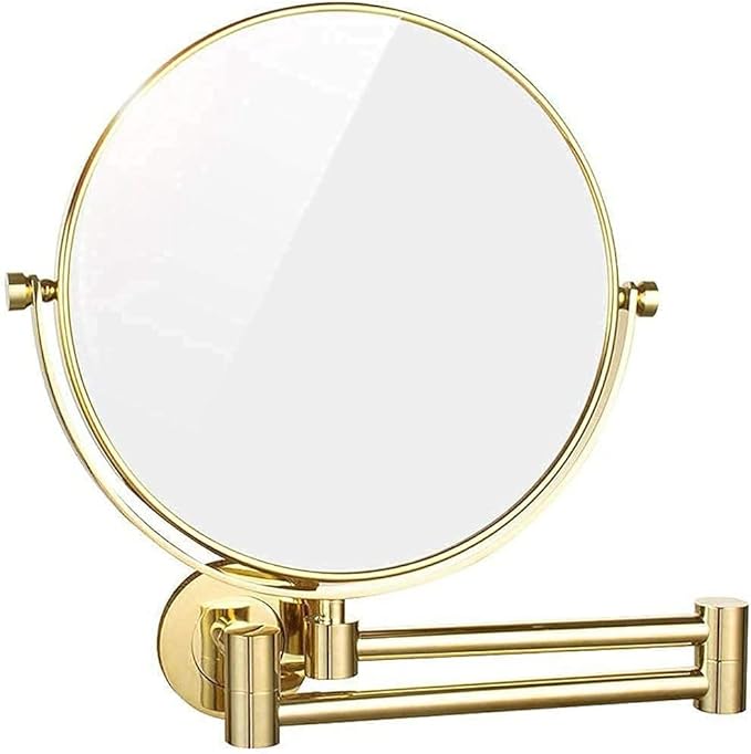 Vanity Mirror, Wall Mounted Makeup Mirror with 10X Magnification, 8 Inch Double Sided Vanity Magnifying Mirror, Cosmetic Mirror Shaving Mirror for Bathroom Gold