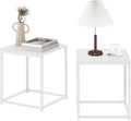 Furinno CAMNUS Side Table Set of 2, Metal Frame End Table, Night Stand, Bedside Table, for Living Room, Bedroom, Solid White
