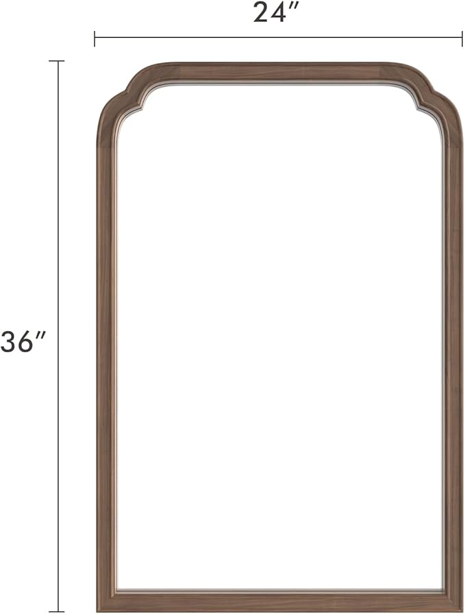 HOMECOOKIN Wood Bathroom Mirrors for Wall Mounted, 24" x 36" Rustic Wood Frame Wall Mirrors Decorative for Living Room or Bedroom Vanity Mirror (Walnut) B