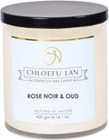 Chloefu LAN Rose Noir & Oud Scented Candle Luxury Soy Large Candle Jar 14.1 oz,100 Hours Long Lasting Burning Highly Scented Candle,Valentines Day Gifts for Her