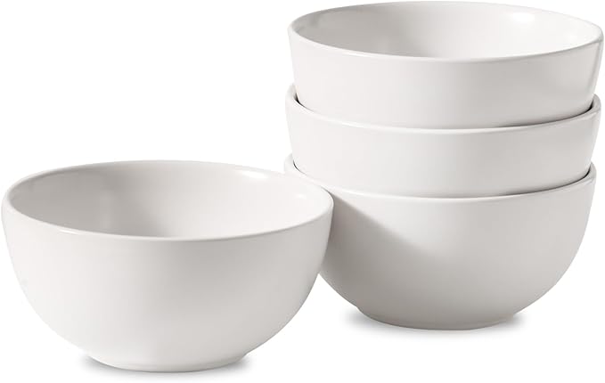 Cereal Bowls Set of 4, 24 oz Bowls for Kitchen, Ceramic Bowls for Salad, Fruit, Breakfast, Dessert, Stoneware Soup Bowls, Dishwasher & Microwave Safe, Matte White
