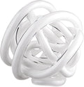 Glass Knot Teal Decor Ball - 5.1 Inch Hand Blown Infinity Sculpture Orbit Home Decor Table Decoration Interio Art