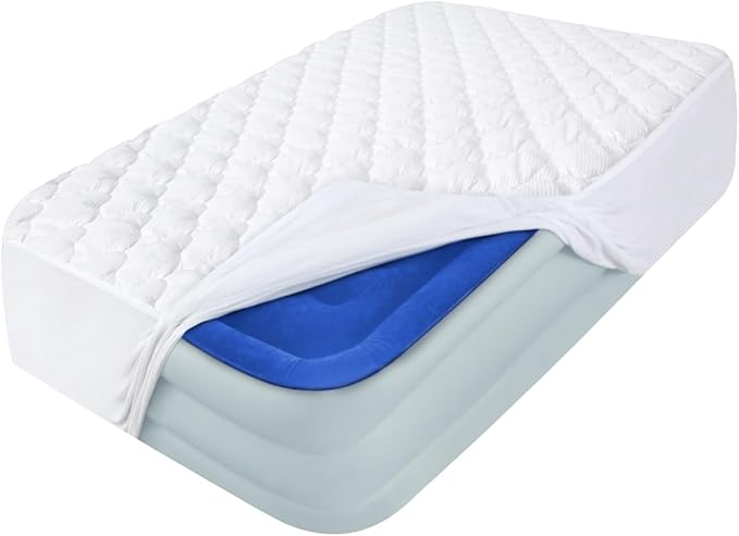 Twin Air Mattress Pad Sheets Cover, Air Mattress Topper Protector Plush Quilted, Soft Breathable and Noiseless Down Alternative Mattress Pad with Deep Pocket Fits Up to 16 inch Mattress
