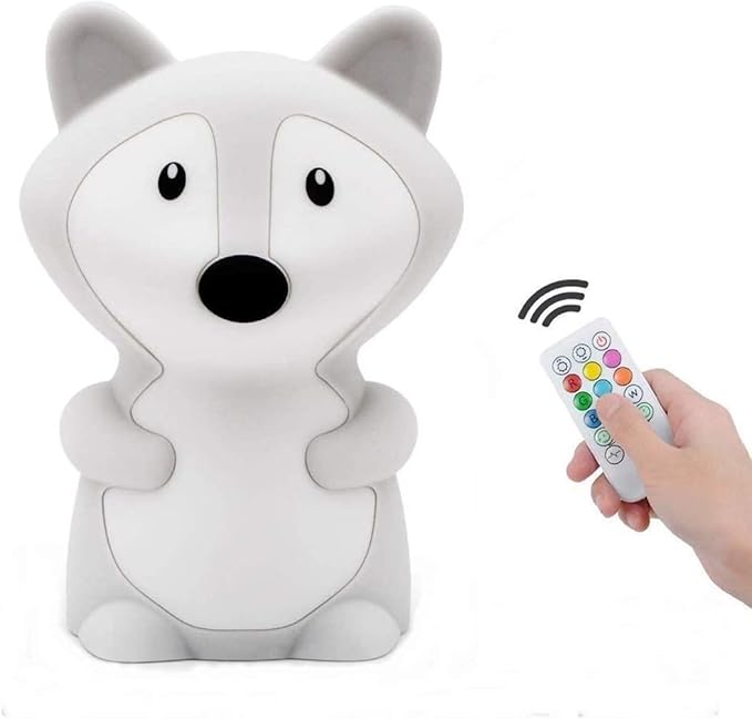Big Size Night Light for Kids, Portable Silicone Bedside Lamp, Multicolor Light with Touch Control + Remote Control, USB Rechargeable Light for Adults/Children/Baby Bedroom/Gift - Large Fox