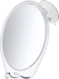 HONEYBULL Fogless Shower Mirror with Suction Mount & Swivel – Anti-Fog Acrylic Bathroom Mirror for Shaving – Built-in Razor Holder, Easy Install, Home Shower Accessory (White)