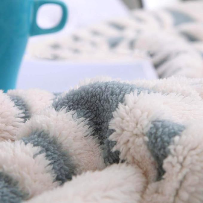 LOMAO Sherpa Fleece Blanket Fuzzy Soft Bed Blanket Dual Sided Throw Blanket fit Couch Sofa (Light Blue,51x63 inch)
