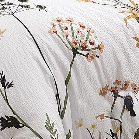 CASAAGUSTO Full Comforter Set 7 PCS White & Green Dandelion Plant Comforter Set with Flowers Leaves Pattern Soft Seersucker Design All Season Bedding Set(Full 80"X90")