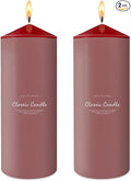 Hand Poured Pillar Candles Set of 2, 3x8 inches Emergency Large Red Candle, Smokeless Dripless Unscented and Non-Toxic Candles, Home Wedding Decor Candles