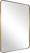 ANDY STAR Gold Bathroom Mirror, 24x36 Brushed Brass Rectangle Metal Frame Mirror for Bathroom, Modern Rectangular Wall Mounted Mirror for Vanity