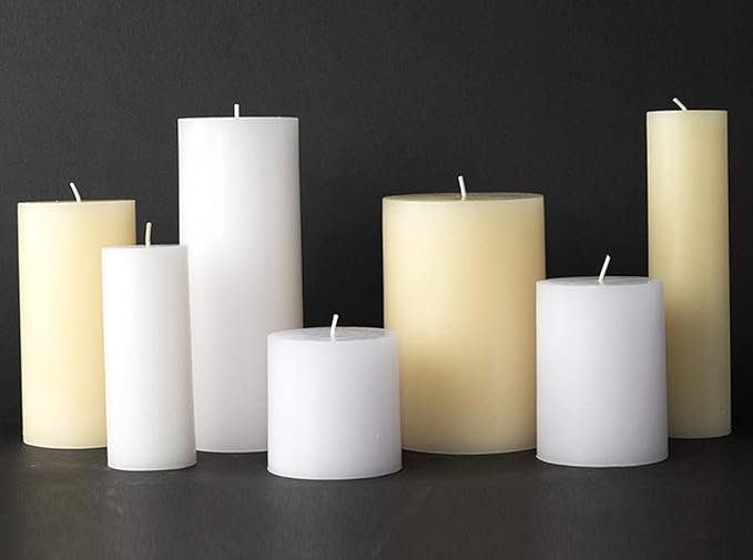 tag Chapel 3X3 Ivory Pillar Paraffin Wax Candle Unscented Drip-Free Long Burning 32 Hours For Home Decor Wedding Parties Dining Dinner Kitchen Table Tabletop Living Room End Table Decor Decoration 3x3