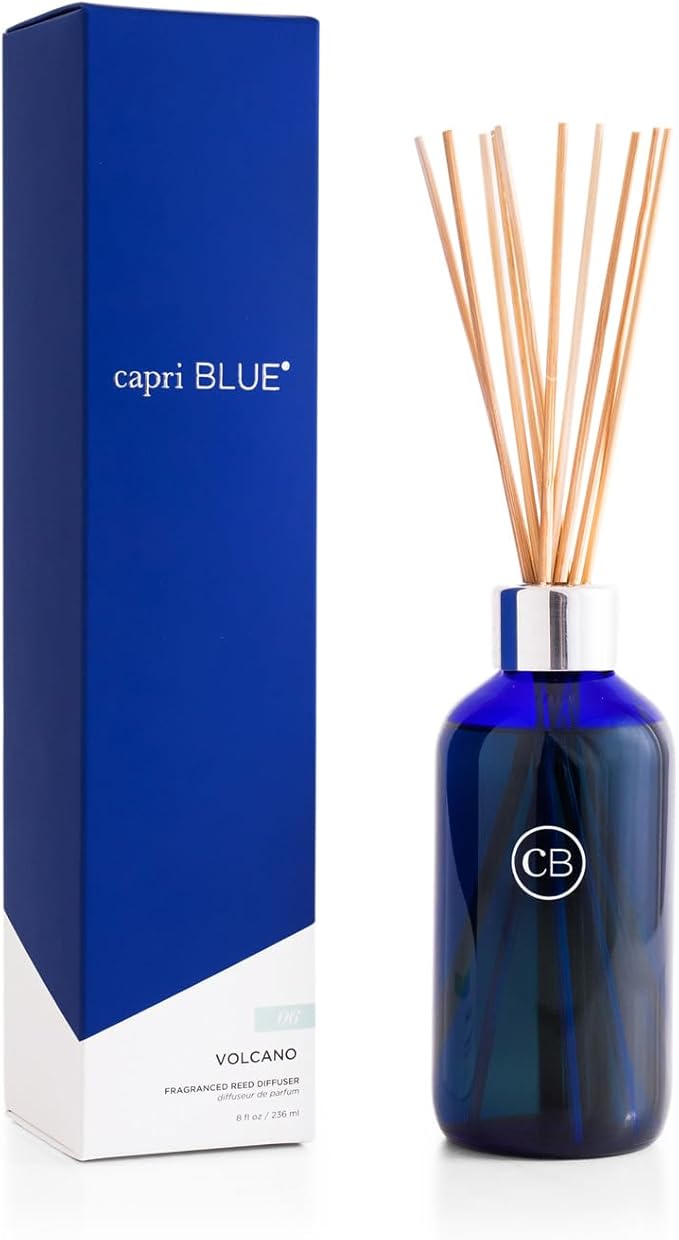 Capri Blue Volcano Reed Diffuser Set - Includes Reed Diffuser Sticks, Fragrance Oil, and Glass Bottle - Luxury Scented Room Fresheners - Cobalt Blue (8 fl oz)