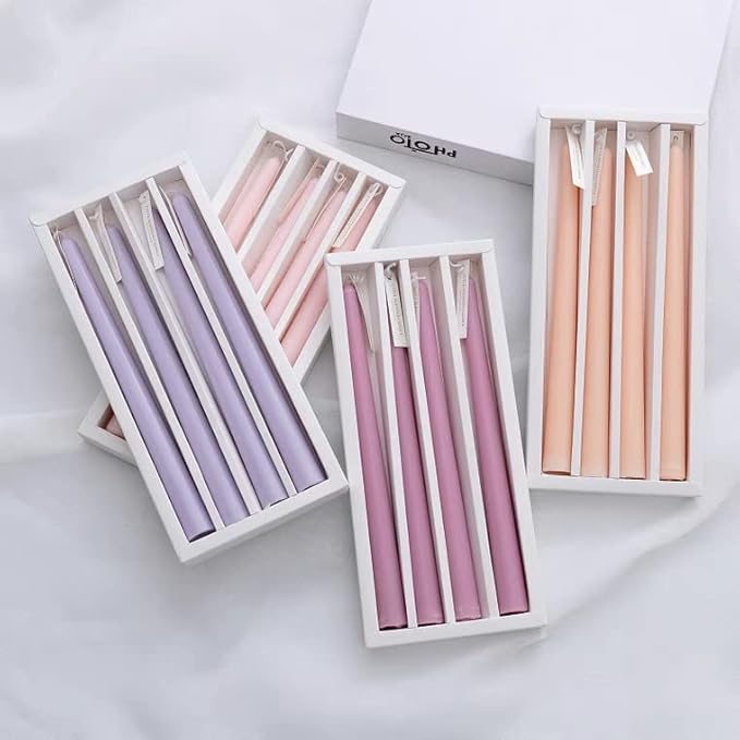 10 inch Purple Taper Candles Scented Smokeless Candle Long Candles Wax Colored Taper Candles for Decor Wedding,Festival and Special Occasions,Set of 4(Gradient Purple)