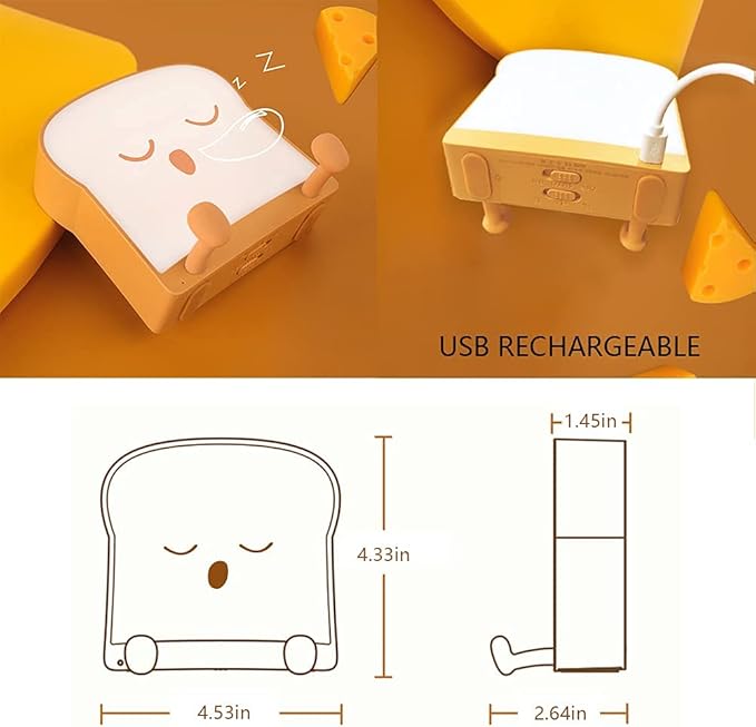 QANYI Cool Toast Bread Night Lamp, Desk Lamp Gifts for Women, Teen Girls & Adults - Men's Christmas & Graduation Gift Ideas