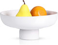 Modern Large White Fruit Bowl - Concrete White Pedestal Decorative Bowls, Handicraft Multi-Functional Key, Candy Bowl, Centerpiece for Entry Table, Kitchen Island Counter, Coffee Table Home Decor