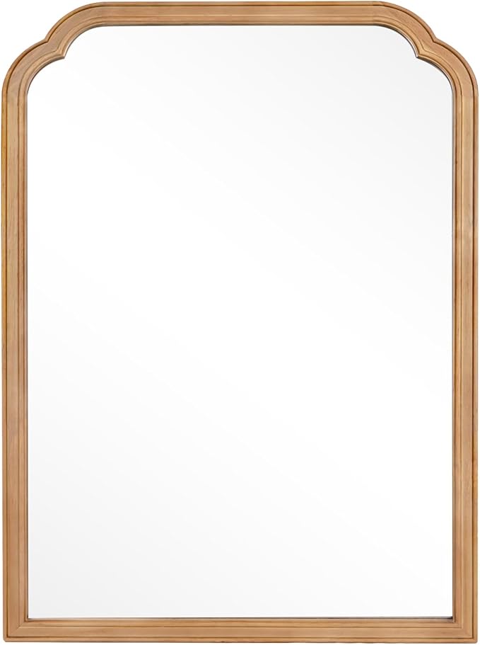 HOMECOOKIN Wood Bathroom Mirrors for Wall Mounted, 30" x 40" Rustic Wood Frame Wall Mirrors Decorative for Living Room or Bedroom Vanity Mirror (NR) B
