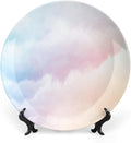 XISUNYA 10 Inch Decorative Plate, Rainbow Ceramic Stoneware, Fluffy Dreamy Gradient Faded Pastel Cloud Sublime Print Ornament Display Plate Decor Accessory for Dining, Parties, Wedding