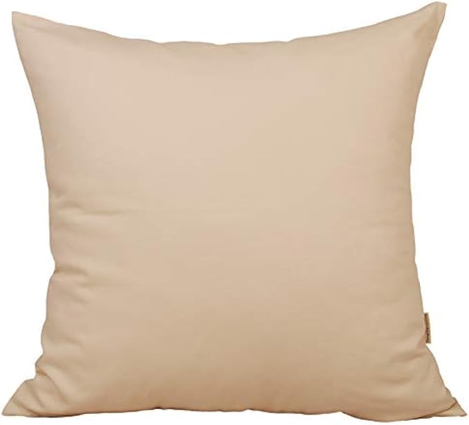 TangDepot Handmade Decorative Solid 100% Cotton Canvas Throw Pillow Covers/Pillow Shams, (14"x14", Cream)