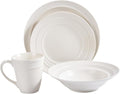Modern Ceramic Dinnerware Set, 4-Piece, Mug, Bowl and Dinner Plates (White)