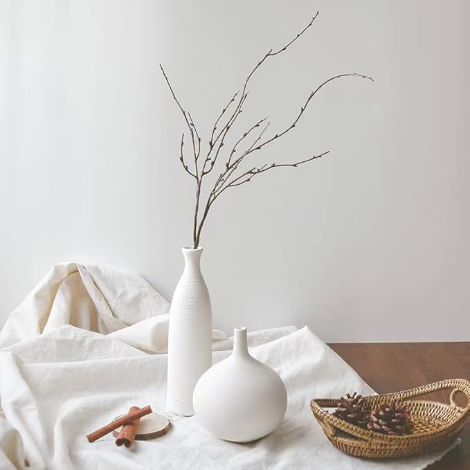 Scandinavian Style Ceramic Vase Frosted Simple Home TV Cabinet Creative Decoration Modern White Ceramic Vase, Small Narrow Neck Vases, Ceramic Flower Vases Decorative, Fireplace, Table Decor Va