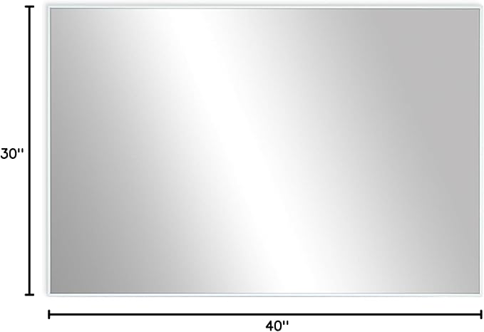 Frame My Mirror White Metal Framed Mirror, 30" x 40" Mirror for Bathroom, Metal Frame, True Reflections Glass, Pure White Finish, Stanton Design, Hangs Horizontally or Vertically, Made in USA