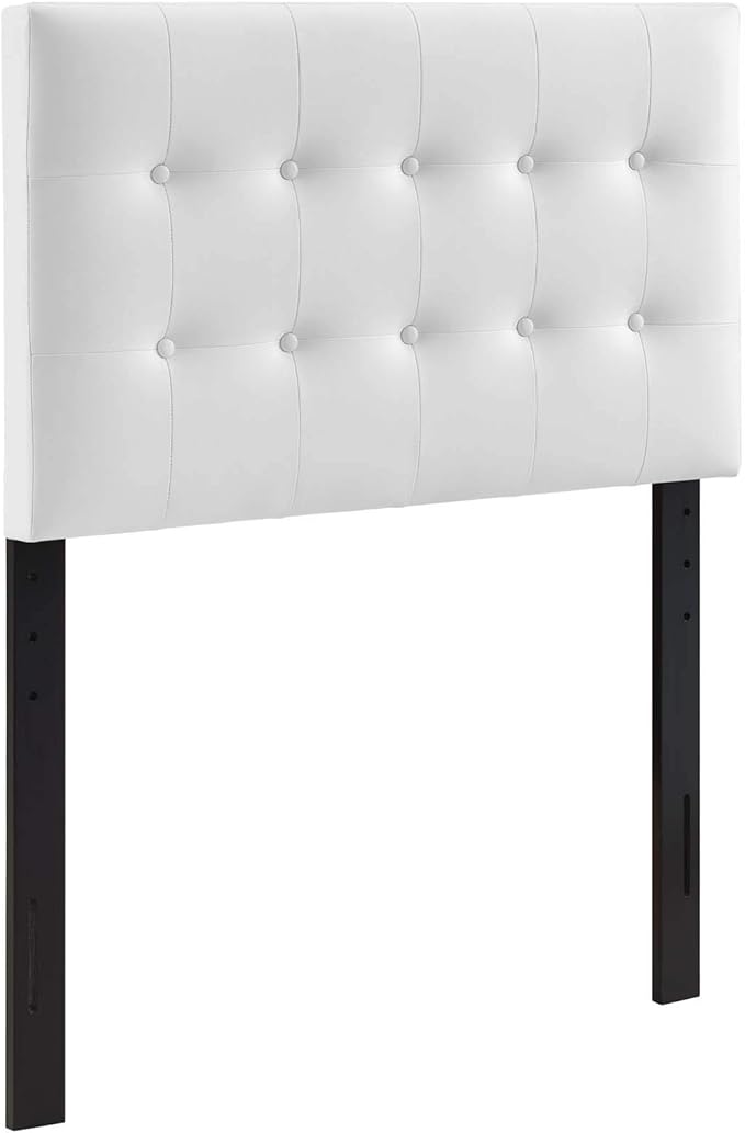 Modway Emily Tufted Button Faux Leather Upholstered Twin Headboard in White