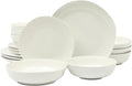 Gibson Home Lindendale 16 Piece Porcelain Ceramic Plates and Bowls Dishes Scratch and Chip Resistant Service for 4 Dinnerware Set - White