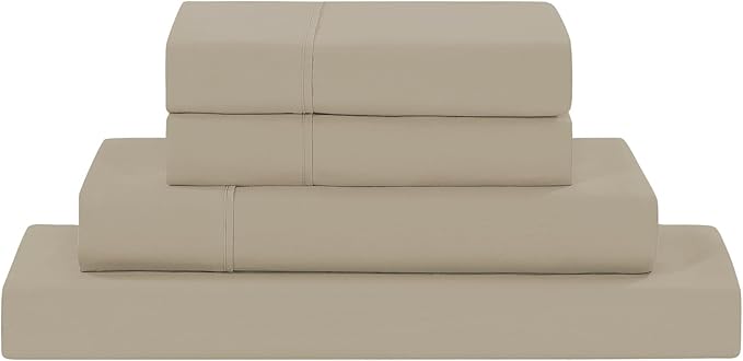 Modern Threads Soft Microfiber Solid Sheets - Luxurious Microfiber Bed Sheets - Includes Flat Sheet, Fitted Sheet with Deep Pockets, & Pillowcases Taupe Full