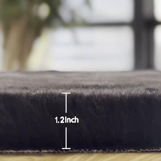 Black Washable Area Rugs 6x9 Rugs for Living Room Faux Rabbit Fuzzy Fur Rug for Bedroom Nursery Rugs Room Décor
