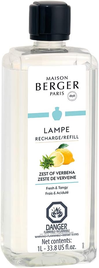 MAISON BERGER - Zest of Verbena - Lampe Berger Fragrance Refill for Home Fragrance Oil Diffuser - Air Freshener - 33.8 Fluid Ounces - 1 Liter