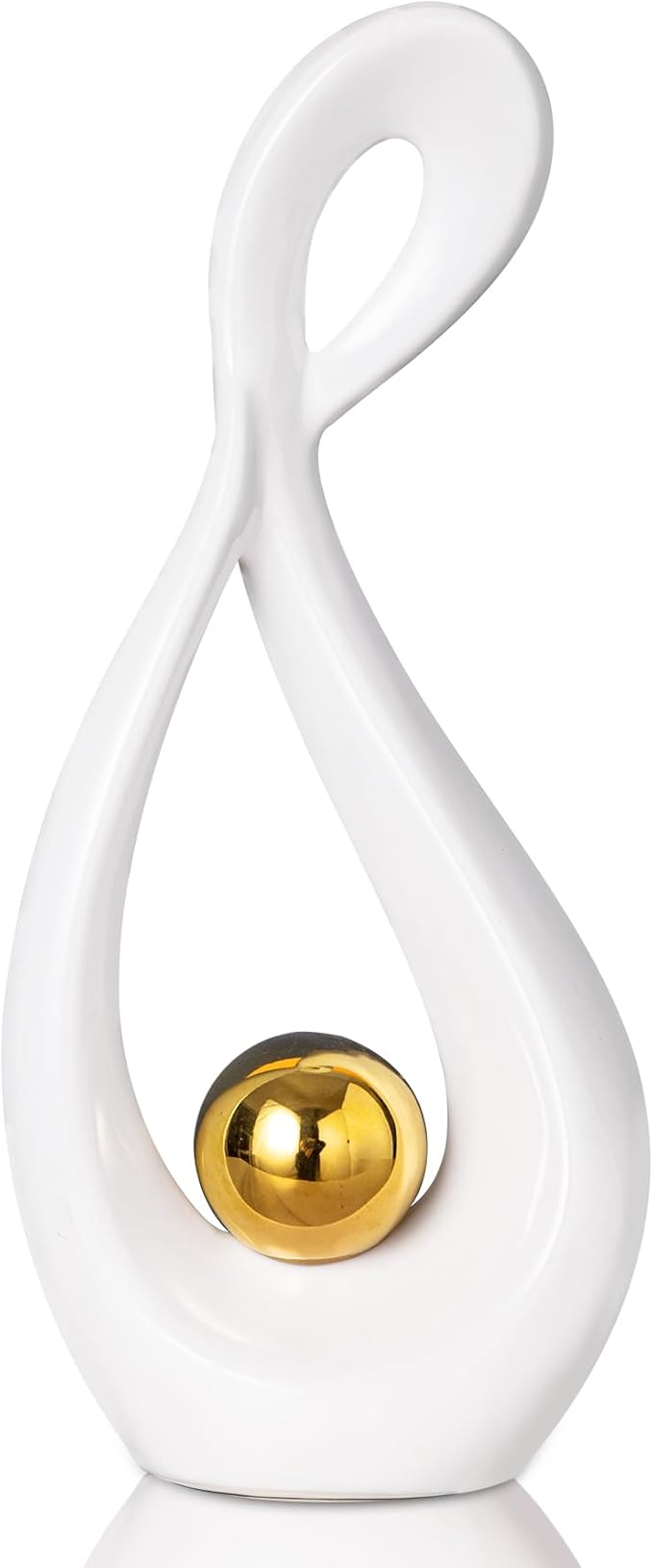 White Gold Decor Modern Sculpture Home Decor, Living Room Table Decor Accessories, Abstract Art Ceramic Statue Table Centerpiece