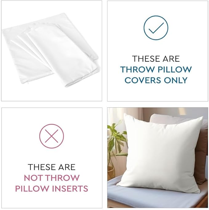 Encasa XO Throw Pillow Covers 18x18 in Set of 2 Egg Blue | No Inserts | Cotton Pillow Covers for Living Room, Bed, Sofa, Couch | Decorative Cushion Covers with Improved Zippers