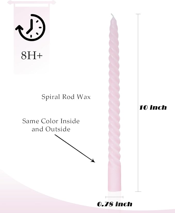 Colored Taper Candles Spiral Candle Sticks in Rainbow Colors,Unscented Pastel Candle for Holiday,Wedding and Home Decoration,10inch,12 Pack(E-4colored)