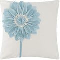JWH Decorative Flower Throw Pillow Covers 3D Sunflower Pillow Case Velvet Cushion Creamy White Floral Pillowcase for Bed Living Room Couch Chair 18x18 Inches Sky Blue