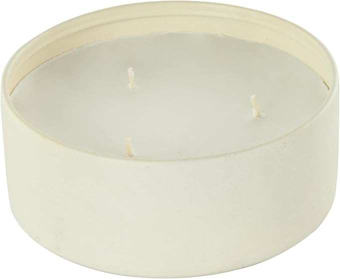 Deco 79 Metal Decorative Candle Floral Paradise Scented Textured 22oz 3 Wick Aromatherapy Candle with White Wax, Wax Aromatherapy Candle 6" x 6" x 3", Cream