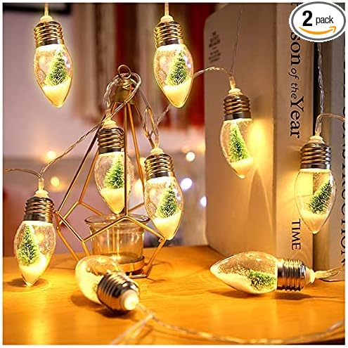 13FT Christmas Tree Snow Globe String Lights, 20 LED Clear Bulbs Christmas Tree String Lights for Bedroom, Wedding, Table Decoration, Outdoor Garden Party, Home Party Decorate(2 pcs)