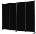 Room Divider, 4 Panel Folding Privacy Screens with Wider Feet, 6 Ft Portable Room Partition for Room Separator, Room Divider Panel 88" W X 71" H, Partition Room Dividers Freestanding，Black