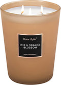 HomeLights Scented Candles | Large Jar Candle-33.3 Oz. Natural Soy Aromatherapy Candles | Up to 130 Hours Burn Time with 3 Cotton Wicks, Home Decorative Fragrance Candle Gift - Iris & Orange Blossom