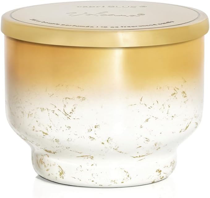 Capri Blue Volcano Scented Candle for Home - Glimmer Inverted Jar Candles - Soy Candles - Holiday Candles with White & Gold Ombre Glass Candle Holder (10 oz)