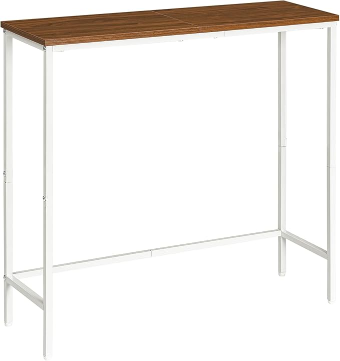 HOOBRO Narrow Console Table, 29.5" Small Entryway Table, Thin Sofa Table, Side Table, Display Table, for Hallway, Bedroom, Living Room, Foyer, White and Walnut WH75XG01