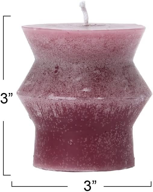 Creative Co-Op Unscented Totem Pillar, Pinot Candles, 3" L x 3" W x 3" H, Purple