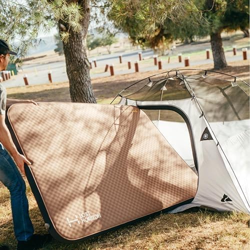 LOSTHORIZON Air & Foam Camping Mattress, Self-Inflating Sleeping Pad, 4.5" Thick, with Pump Sack, Queen