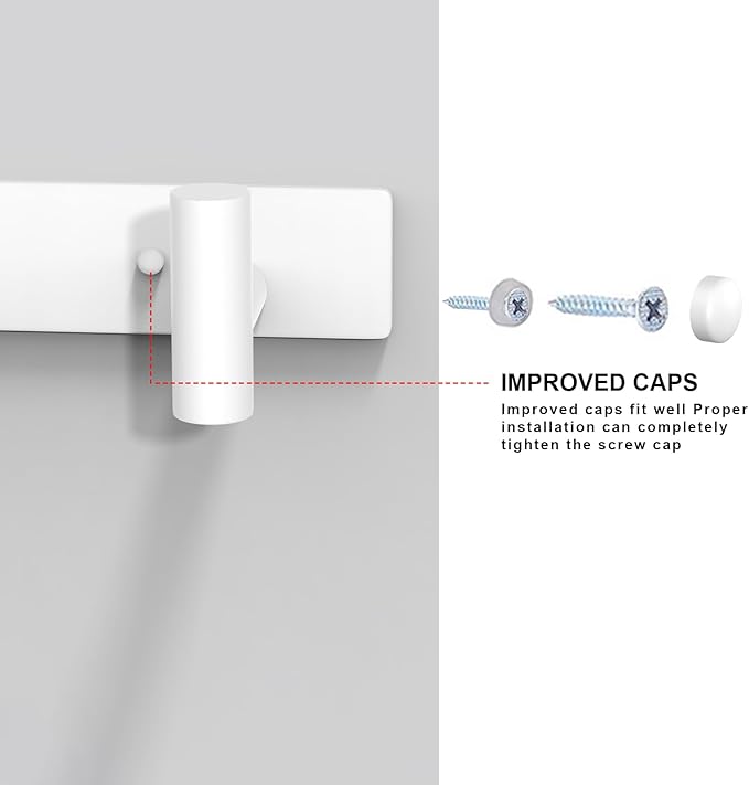VAEHOLD Hat and Coat Wall Mount Rack - Hooks for Robes, Bags, Keys, and Towels - Bathroom Towel Hanger Organizer (White, “T“ Shape 5 Hooks 1 Pack)