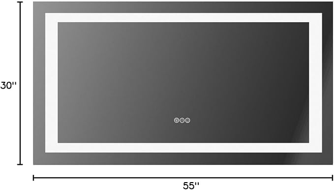 LOAAO 55X30 Inch RGB LED Bathroom Mirror with Lights, Anti-Fog, Dimmable Lighted Bathroom Vanity Mirror, Colorful Multiple Light Modes, RGB Backlit + Front Light, Memory Function