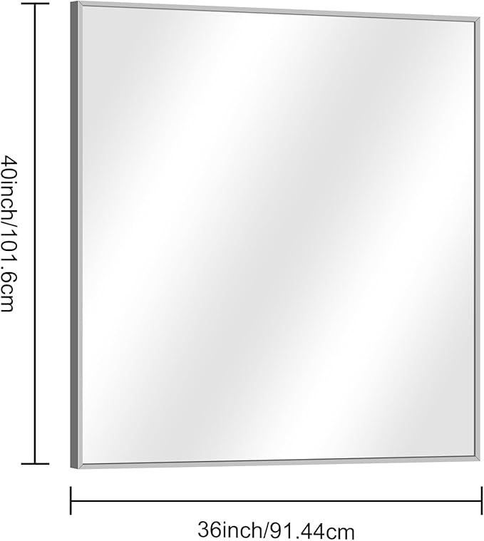36" x 40"Bathroom Mirror, Silver Rectangle Corner Wall Mirror with Metal Frame, Decorative Rectangular Vanity Mirror for Bedroom Bathroom Living Room Entryway (Horizontal/Vertical)