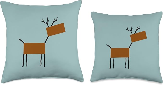 Cute Scandinavian Animals Designs Chic Deer Moose Scandinavian Elk Minimalism Reindeer Throw Pillow, 18x18, Multicolor