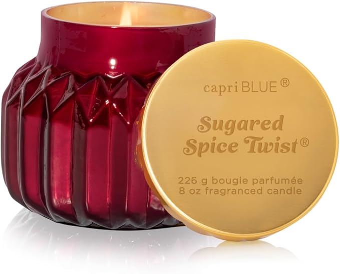 Capri Blue Royal Gem Holiday Candles - Jar Candles - Soy Wax Blend with Glass Candle Holder - Scented Candles for Home (Sugared Spice Twist, 8 oz)