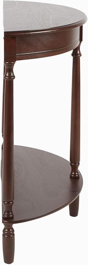 Decor Therapy Simplify Half Round Accent Table, Walnut, 28.25w 11.8d 28.25h