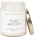 Sweet Water Decor Warm and Cozy Candle - Orange Peel, Cinnamon, Ginger and Clove Soy Winter Scented Candles for Home - 9oz Clear Jar + Gold Lid, 40+ Hour Burn Time, Made in The USA