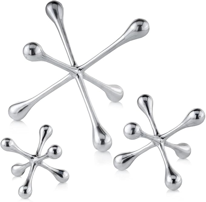 Modern Day Accents 5103 Cantillo Medium Decorative Jack, Silver, Aluminum, Games, Tabletop, Centerpiece, Home, Office, Desk, Sculpture, Figurine, 7" L x 7" W x 5.5" H