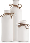 White Ceramic Vase Set - 3 Small Vases, Minimalist Decor Boho Vases, Modern Farmhouse Home Décor Accents, Living Room Centerpieces for Home Décor Room,Entryway, Bookshelf, Mantel, Shelf Décor